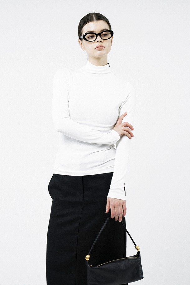 CHANCE'S NOI FOR WOMEN - 터틀넥 - [for Women] Slit Ribbed Half Turtleneck - White /W244TP03WH