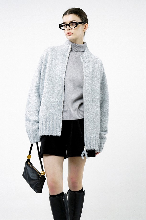 CHANCE'S NOI FOR WOMEN - 가디건 - [for Women] Loose Boucle Knit Zip up - Melange /W244TP09ML