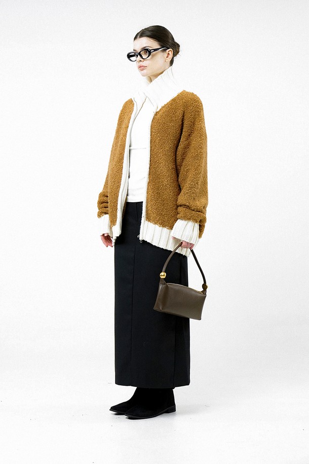 CHANCE'S NOI FOR WOMEN - 가디건 - [for Women] Boucle Color High neck Zip up - Camel /W244TP10CM