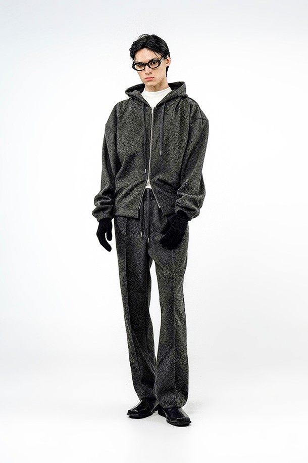 CHANCE'S NOI - 후디 - Ribbed Kint Hood Zip-up - Charcoal /M244TP01CH