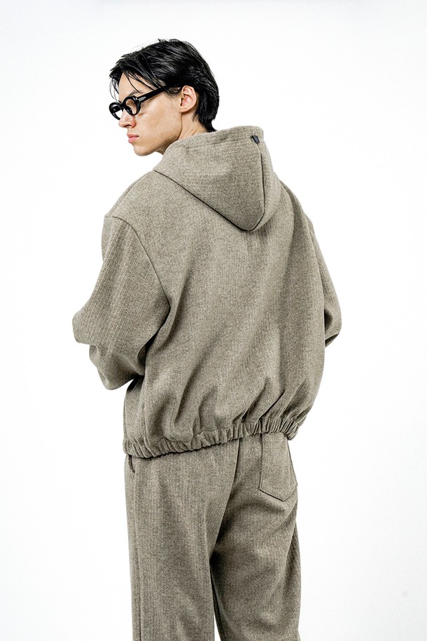 CHANCE'S NOI - 후디 - Ribbed Kint Hood Zip-up - Khaki /M244TP01KA