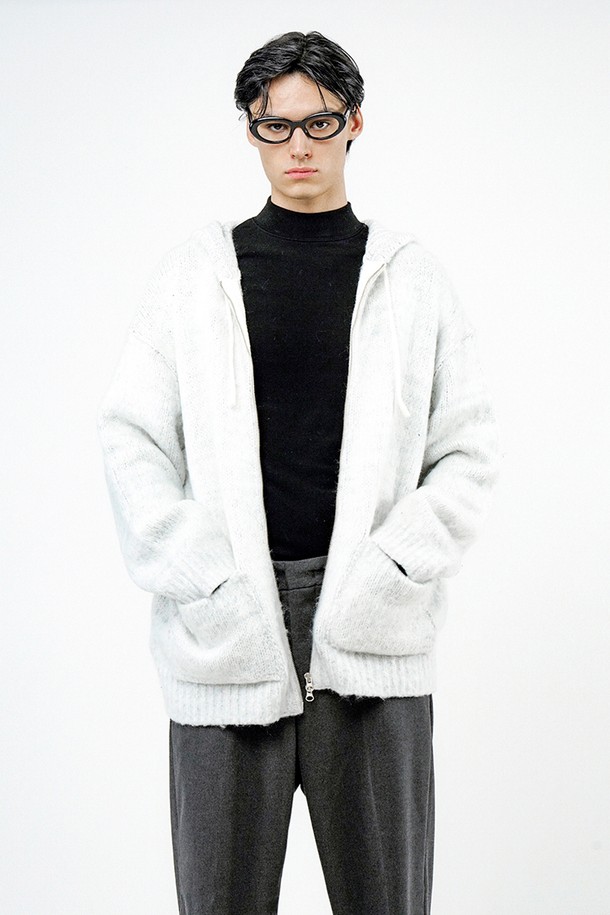 CHANCE'S NOI - 후디 - Brush Sweater hooded Zip-up - Melange /M244TP09ML