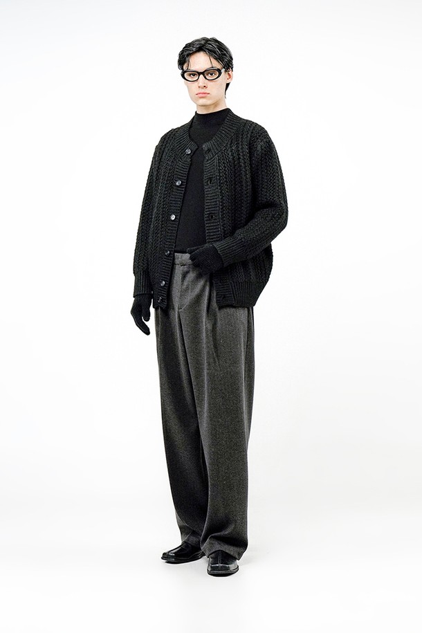 CHANCE'S NOI - 가디건 - Sweater Round-neck Cardigan - Black /M244TP06BK