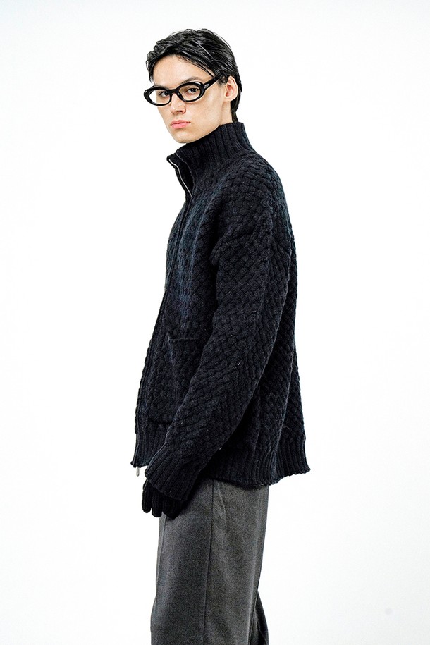 CHANCE'S NOI - 가디건 - High-neck Sweater Zip-up - Black /M244TP07BK