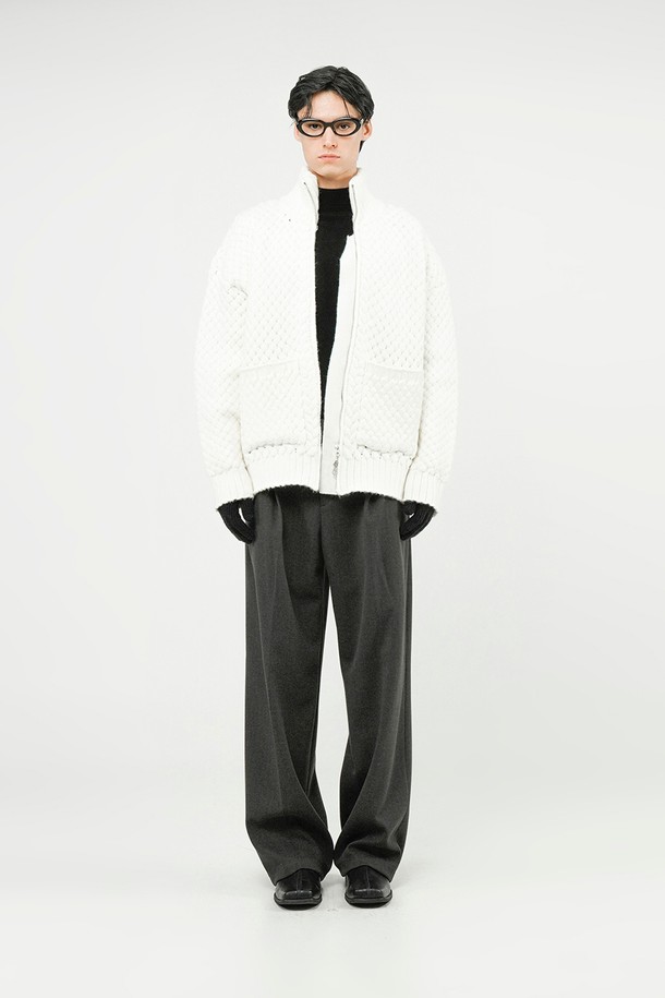 CHANCE'S NOI - 가디건 - High-neck Sweater Zip-up - Ivory /M244TP07IV