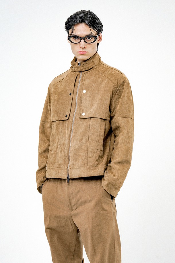 CHANCE'S NOI - 블루종/점퍼 - Biker Burton Neck Suede Jacket - Brown /M24OT01BR