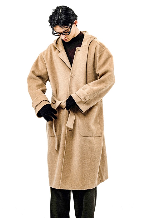 CHANCE'S NOI - 코트 - Oversized Hooded Robe Coat - Beige /W244OT03BE-M