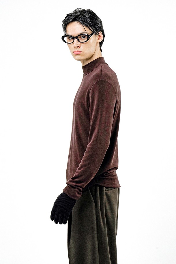 CHANCE'S NOI - 스웨터 - Fleece Wool Half Turtleneck - Brown /M244TP03BR