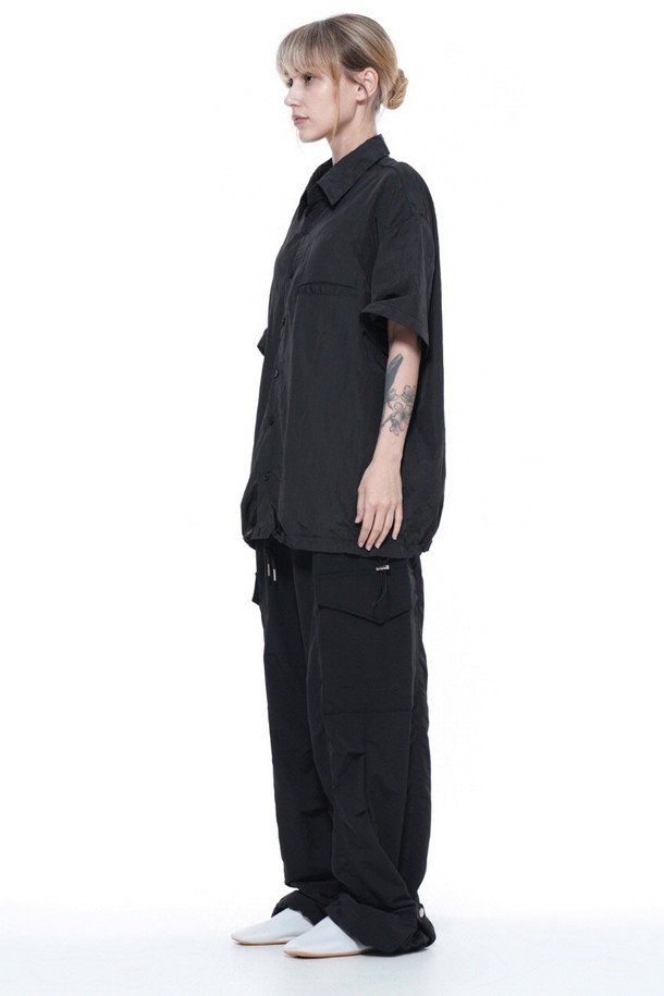 CHANCE'S NOI - 반팔셔츠 - Searsucker String Half Shirt - Black