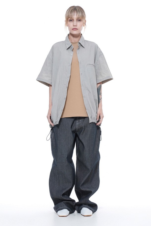 CHANCE'S NOI - 반팔셔츠 - Searsucker String Half Shirt - Light Gray