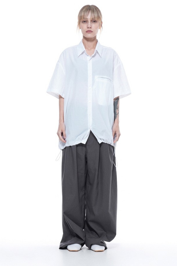 CHANCE'S NOI - 반팔셔츠 - Searsucker String Half Shirt - White