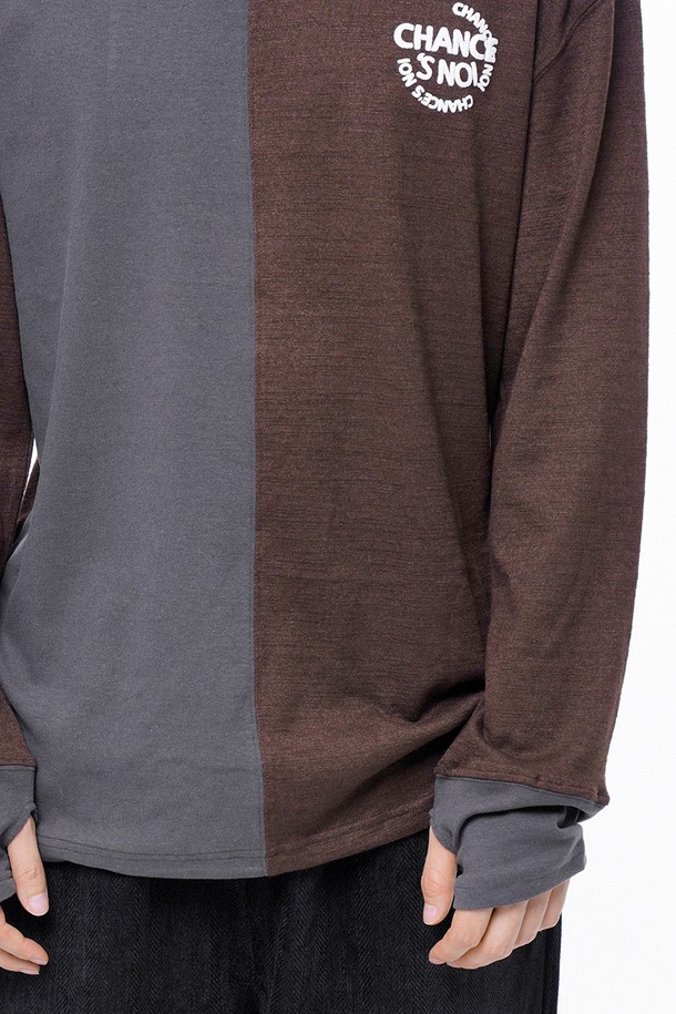 CHANCE'S NOI - 스웨트셔츠 - Circle Reverse Wool Hlaf-neck Sweat - Brown Charcoal /M243MT04CH