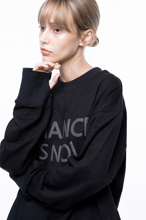 CHANCE'S NOI - 스웨트셔츠 - S`noi Reverse Rib Crew Neck Sweat - Black Navy /M243MT02BK