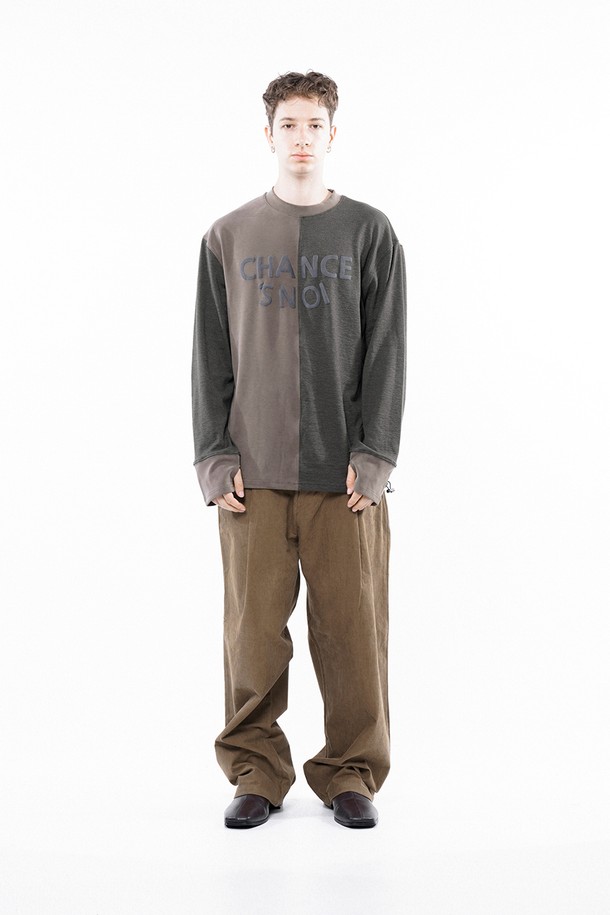 CHANCE'S NOI - 스웨트셔츠 - S`noi Reverse Slev Crew-neck Sweat - Khaki Brown /M243MT01KA