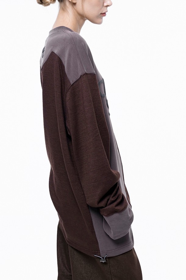 CHANCE'S NOI - 스웨트셔츠 - S`noi Reverse Slev Crew-neck Sweat - Brown /M243MT01BR