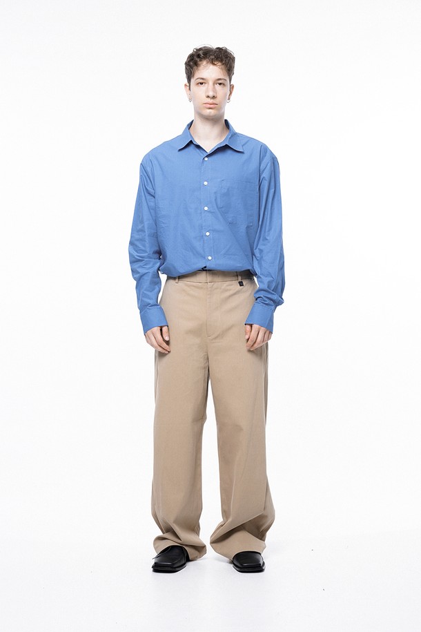 CHANCE'S NOI - 캐주얼팬츠 - Side Tuck Wide Cotton Slacks - Beige /M243PT04BE