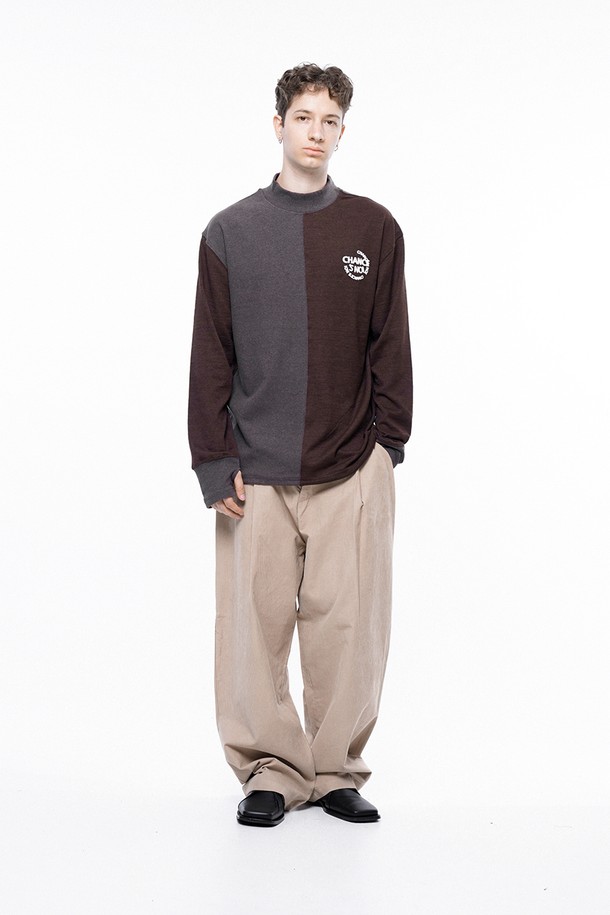 CHANCE'S NOI - 스웨트셔츠 - Circle Reverse Wool Hlaf-neck Sweat - Brown /M243MT04BR