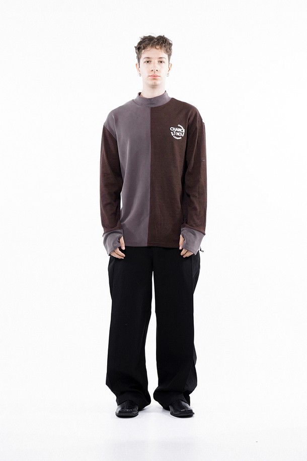 CHANCE'S NOI - 스웨트셔츠 - Circle Reverse Slev Hlaf-neck Sweat - Brown /M243MT03BR