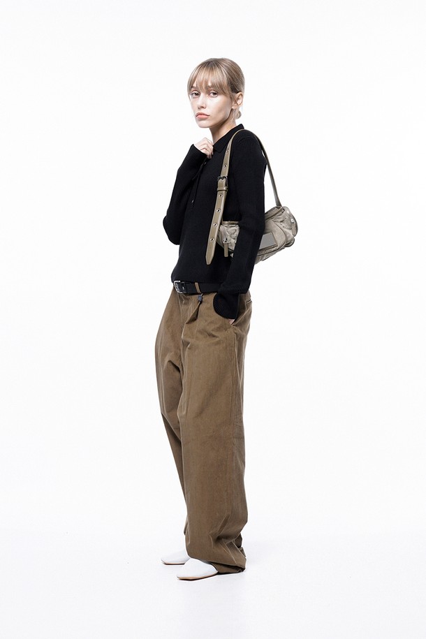 CHANCE'S NOI FOR WOMEN - 캐주얼팬츠 - Corduroy One-tuck Wide Pants - Brown /M243PT01BRW