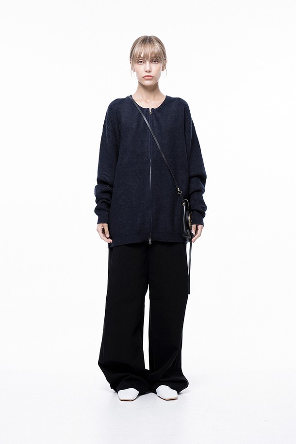 CHANCE'S NOI FOR WOMEN - 캐주얼팬츠 - Side Tuck Wide Cotton Slacks - Black /M243PT04BKW