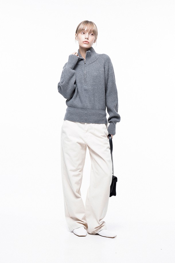 CHANCE'S NOI FOR WOMEN - 스웨터 - Soft Hazzy Half Zip-up Knit - Gray /W243TP05GR