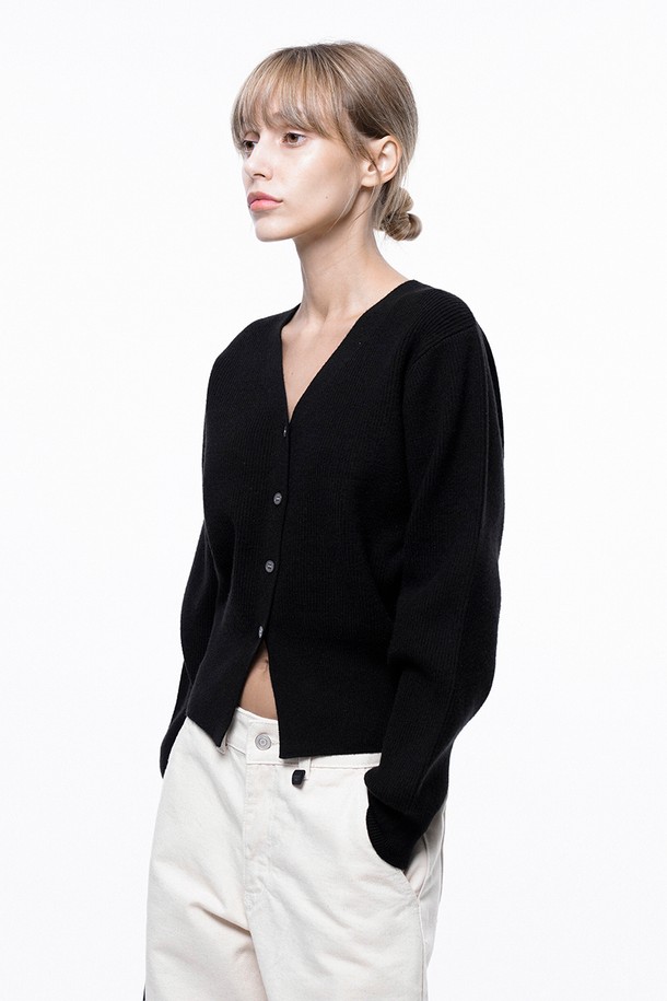 CHANCE'S NOI FOR WOMEN - 가디건 - Soft Crop Knit Cardigan - Black /W243TP04BK