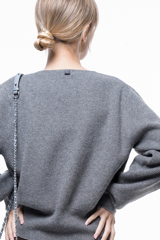 CHANCE'S NOI FOR WOMEN - 가디건 - Soft Crop Knit Cardigan - Gray /W243TP04GR