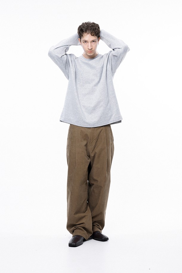 CHANCE'S NOI - 긴팔티셔츠 - Ponte Slit Long-sleeved - Gray /M243TP02GR