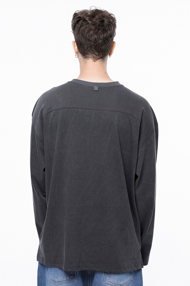 CHANCE'S NOI - 긴팔티셔츠 - Pigment Slit Long sleeved - Charcoal /M243TP03CH