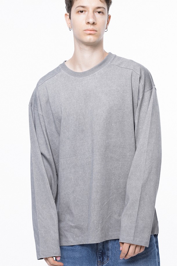 CHANCE'S NOI - 긴팔티셔츠 - Pigment Slit Long sleeved - Gray /M243TP03GR