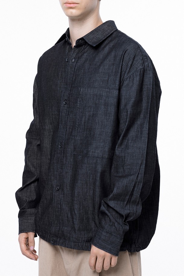 CHANCE'S NOI - 긴팔셔츠 - Oversized String Denim Shirt - Navy Indigo /W243SH02NYM