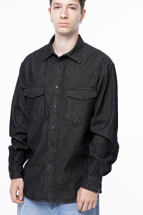 CHANCE'S NOI - 긴팔셔츠 - Western Pocket Denim Shirt - Black Indigo /W243SH03BKM