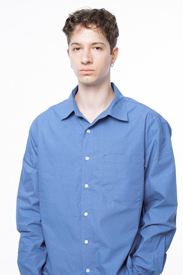 CHANCE'S NOI - 긴팔셔츠 - Standard Polygon Pocket Shirt - Royal Blue /M243SH01BL