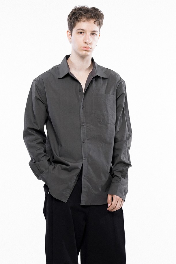 CHANCE'S NOI - 긴팔셔츠 - Standard Polygon Pocket Shirt - Dark Brown /M243SH01BR