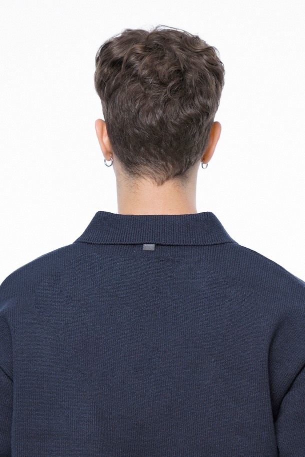 CHANCE'S NOI - 스웨터 - Dense Modal Open-collar Kint - Navy /M243TP08NY