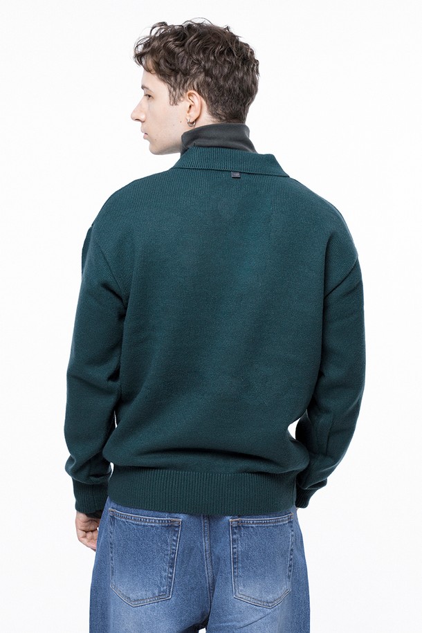 CHANCE'S NOI - 스웨터 - Dense Modal Open-collar Kint - Green /M243TP08GN