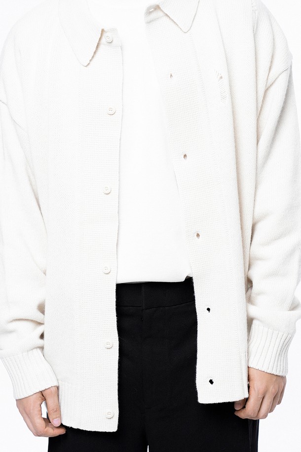 CHANCE'S NOI - 가디건 - Tear Collar-neck Cardigan - Ivory /M243OT03IV