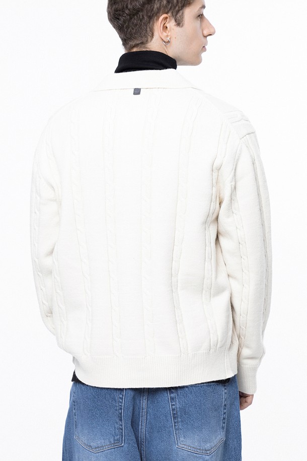 CHANCE'S NOI - 가디건 - Dense Cable Collar-neck Cardigan - Ivory /M243OT02IV