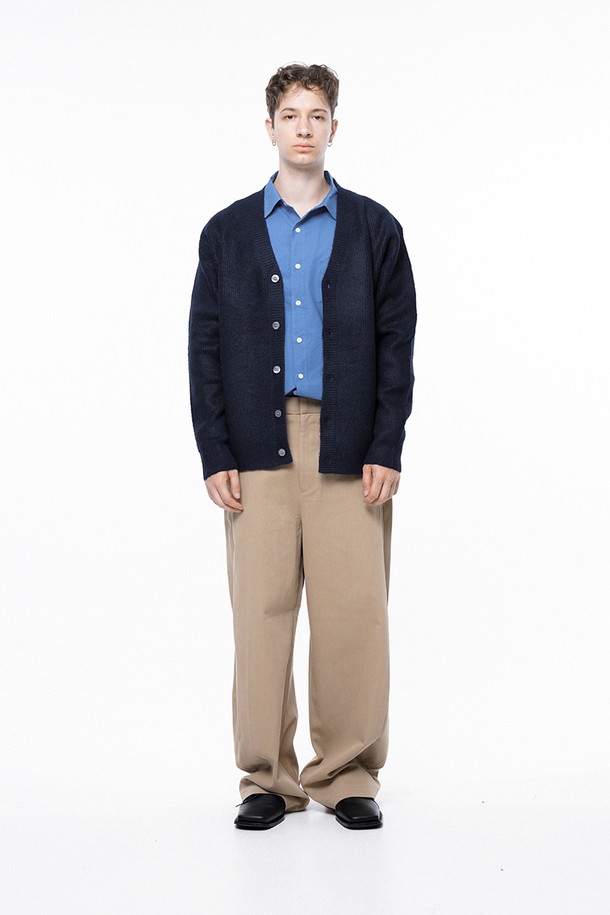 CHANCE'S NOI - 가디건 - Dense Hazzy Y-neck Cardigan - Navy /M243OT01NY