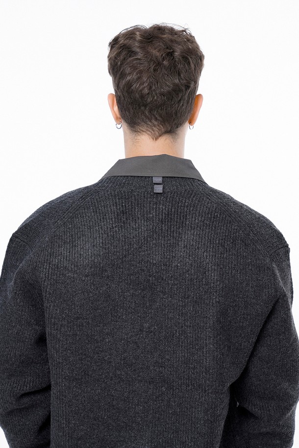 CHANCE'S NOI - 가디건 - Dense Hazzy Y-neck Cardigan - Charcoal /M243OT01CH