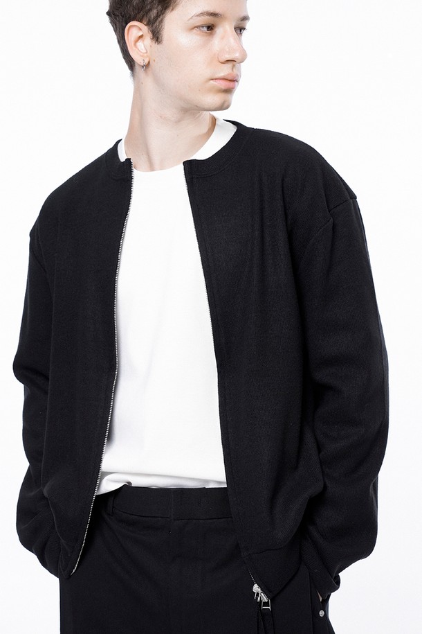 CHANCE'S NOI - 가디건 - Hard Two-way Zip-up Cardigan - Black /W243TP11BKM