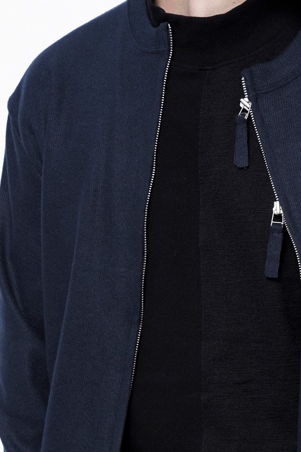 CHANCE'S NOI - 가디건 - Hard Two-way Zip-up Cardigan - Navy /W243TP11NYM