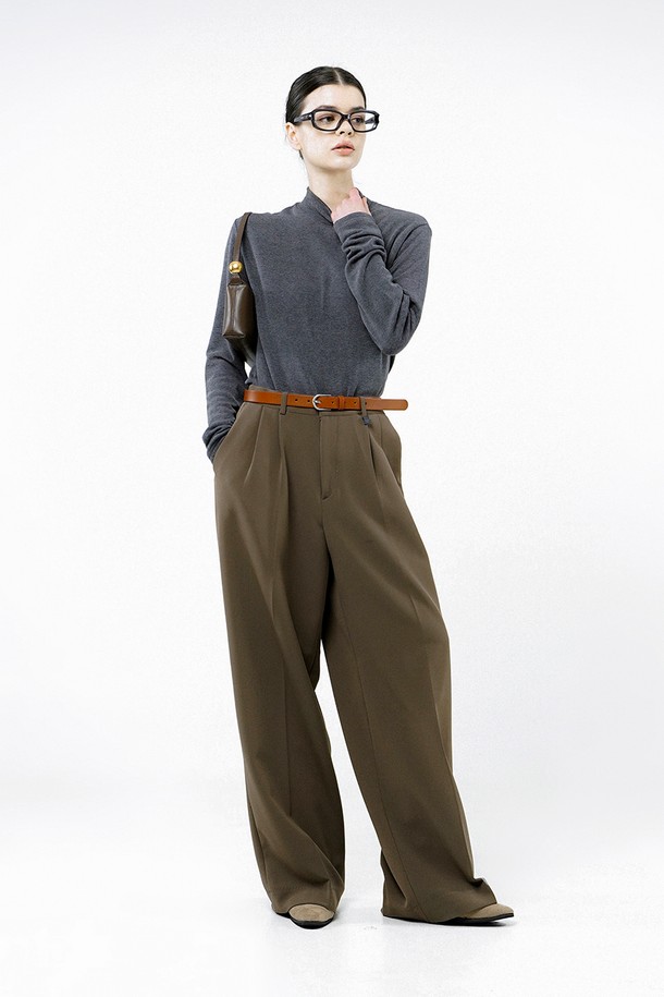 CHANCE'S NOI FOR WOMEN - 캐주얼팬츠 - [for Women] Wool Banding Wide Slacks - Brown /W244PT01BR