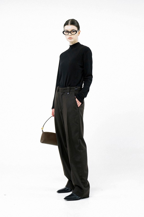 CHANCE'S NOI FOR WOMEN - 캐주얼팬츠 - [for Women] Flap Button Wool Slacks - Dark Brown /W244PT02DB