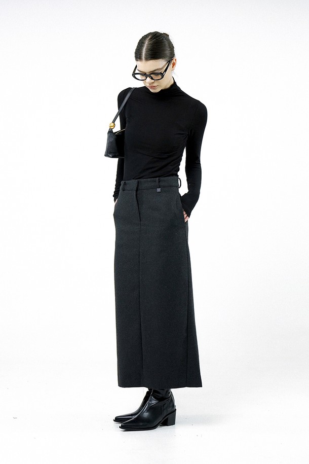 CHANCE'S NOI FOR WOMEN - 롱스커트 - [for Women] Back-Slit Wool Long Skirt - Charcoal /W244SK01CH