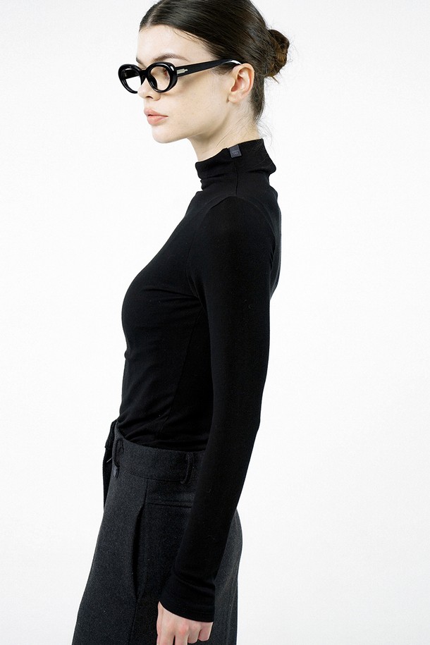 CHANCE'S NOI FOR WOMEN - 터틀넥 - [for Women] Slit Ribbed Half Turtleneck - Black /W244TP03BK