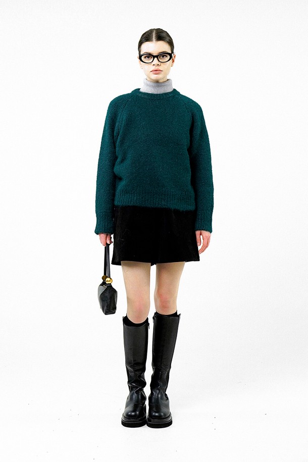 CHANCE'S NOI FOR WOMEN - 스웨터 - [for Women] Boucle Reglan Round Knit - Deep Green /W244TP04GN