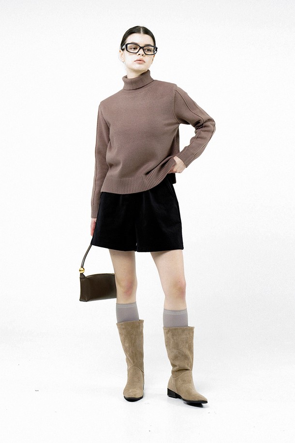 CHANCE'S NOI FOR WOMEN - 터틀넥 - [for Women] Soft Slit High Turtleneck - Brown /W244TP06BR