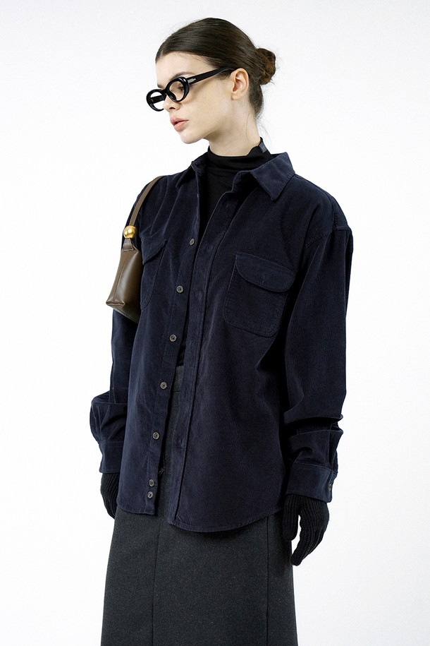 CHANCE'S NOI FOR WOMEN - 긴팔셔츠 - [for Women] Loose-Fit Corduroy Shirt - Navy/W244TP07NY