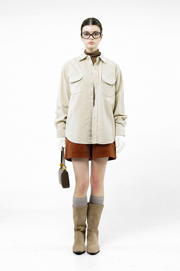 CHANCE'S NOI FOR WOMEN - 긴팔셔츠 - [for Women] Loose-Fit Corduroy Shirt - Cream/W244TP07CR